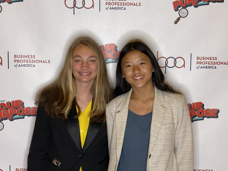 Seventh graders Blair Chubb and Kate Dowd organized their schedules to maximize time for competitions, workshops, and certifications.